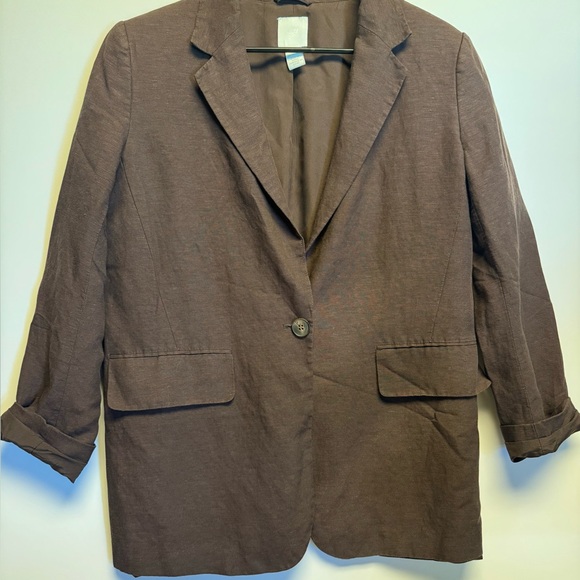 H&M Jackets & Blazers - H&M Brown Blazer with Notched Lapels‎ and Relaxed Fit